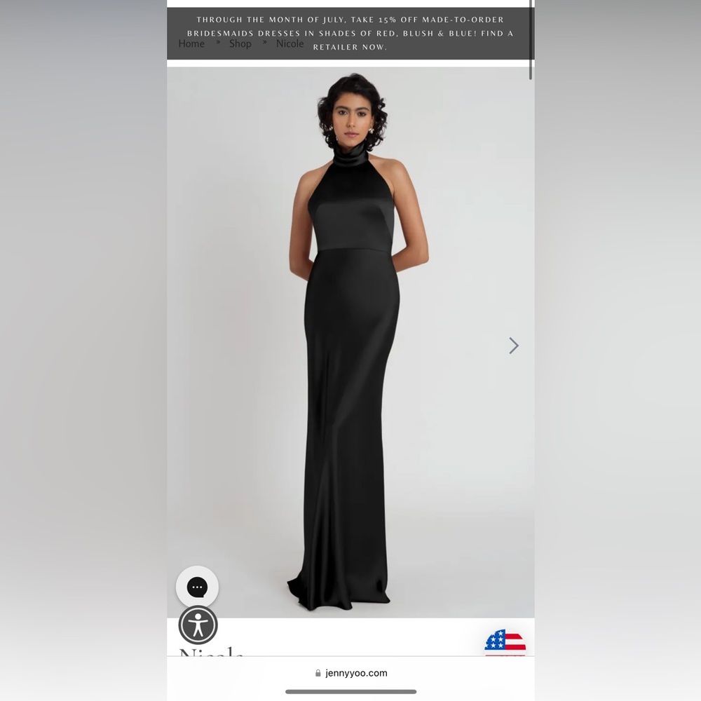 Worn once, Jenny Yoo Black Nicole bridesmaid dress. Tags still on -